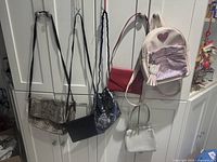 All six bags hanging for full view