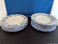 stacked plates front view showing decoration