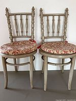 Front view of both bentwood chairs with cushions attached