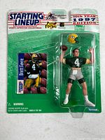 Front view of sealed 1997 Starting Lineup Brett Favre figure and card