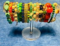 Full view of all bracelets on display rod