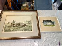 Overview of both framed equestrian prints