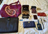 Overall lot layout on bed showing each accessory