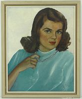 Front view of framed portrait painting