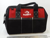 Husky red/black canvas tool bag front view