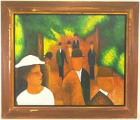 Front view of framed painting showing full artwork and frame