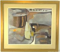 Full view of framed abstract painting