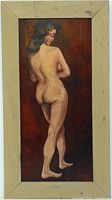 Front view of framed nude oil painting