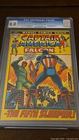 Front view of CGC-slabbed Captain America #148 showing cover and grade