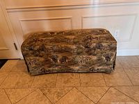 Front view of safari patterned bench