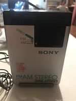 Front view of Sony SRF-A1 Walkman showing branding and speaker grille