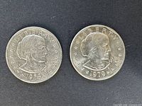 Obverse of two 1979 Susan B. Anthony dollars