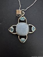 Close-up of pendant showing stone arrangement and 925 bail