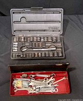 toolbox with wrenches and socket set case
