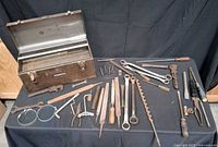 Overall view of toolbox and assorted tools laid out