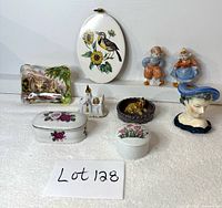 Group shot of all nine ceramic and porcelain items