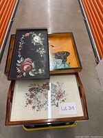 Three stacked wooden serving trays showing all three designs