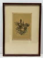 Full view of framed lithograph
