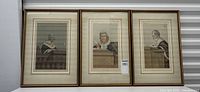 Three framed Vanity Fair judge prints side by side