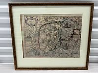 Framed map print with mat and wood frame