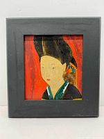 front view of framed lacquer painting