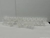 Front view of entire assortment of crystal glasses