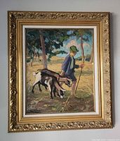 Full view of framed oil painting