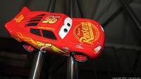 Close-up of Lightning McQueen die-cast car