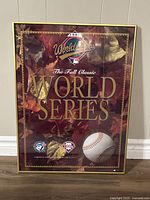 Front view of framed 1993 World Series poster showing artwork, frame and glass