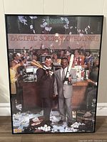 Front view of framed Pacific Sock Exchange poster with Will Clark and Kevin Mitchell