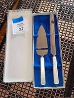 Knife and server in box showing overall set