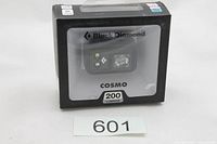 Front of sealed Black Diamond Cosmo headlamp box showing 200 lumens rating