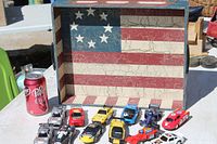 Overview showing tray interior and all 12 slot cars