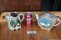 Overall view of both teapots with scale reference