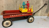 Side view of Radio Flyer wagon with Robots game placed inside