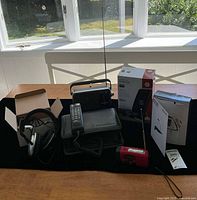 Group shot of all electronic items on table