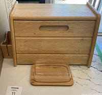 Bread box, butter dish lid in front