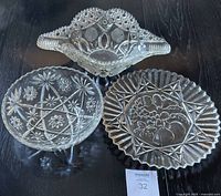 All three pressed-glass pieces together