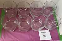 All eight clear glass tumblers side-by-side