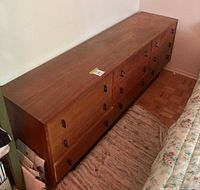Top and side view of dresser showing length and finish