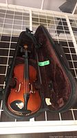 Violin inside open case