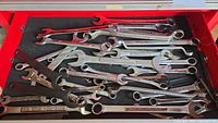 Drawer view showing full assortment of wrenches