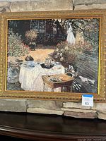 Full view of framed canvas print on mantel