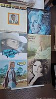 Six LP jackets featuring Bill Cosby, Tammy Wynette, Dwight Yoakam, Tanya Tucker