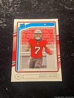 Front of 2024 Panini Donruss Rated Rookie Bucky Irving card