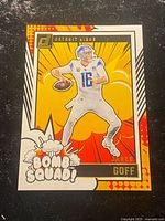 Front of 2024 Panini Donruss Bomb Squad Jared Goff card