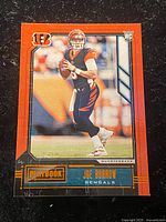 Front of 2020 Panini Playbook rookie card showing Joe Burrow image and card design