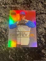 Front of holographic Ken Griffey Jr Premium card