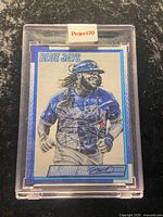 Front view of Vladimir Guerrero Jr. Project70 card in case