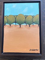 Full view of framed painting showing entire composition and signature